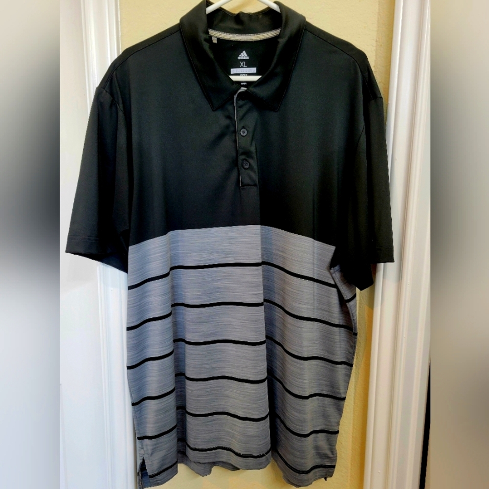 Adidas Golf Black and Grey short sleeve polo shirt size XL